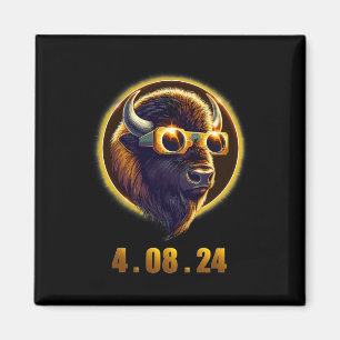 Bison Buffalo Wearing Gles Solar 2024 Eclipse Magnet