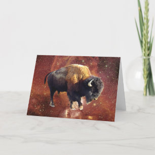 Bison Buffalo Wildlife Outer Space Greeting Card