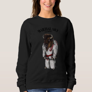 Bison Bull Judo Karate Master In White Judogi Sweatshirt