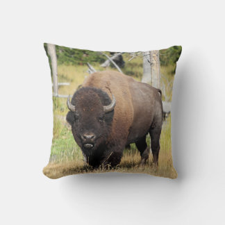 Bison Bull Throw Pillow