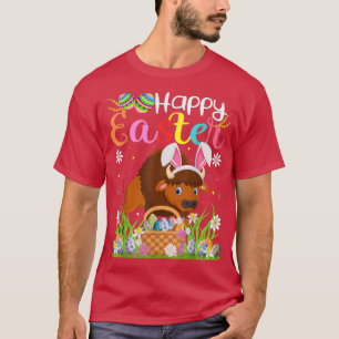 Bison Bunny Egg Hunting Funny Bison Happy Easter  T-Shirt