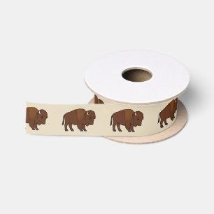 Bison Cartoon 1.5" Satin Ribbon