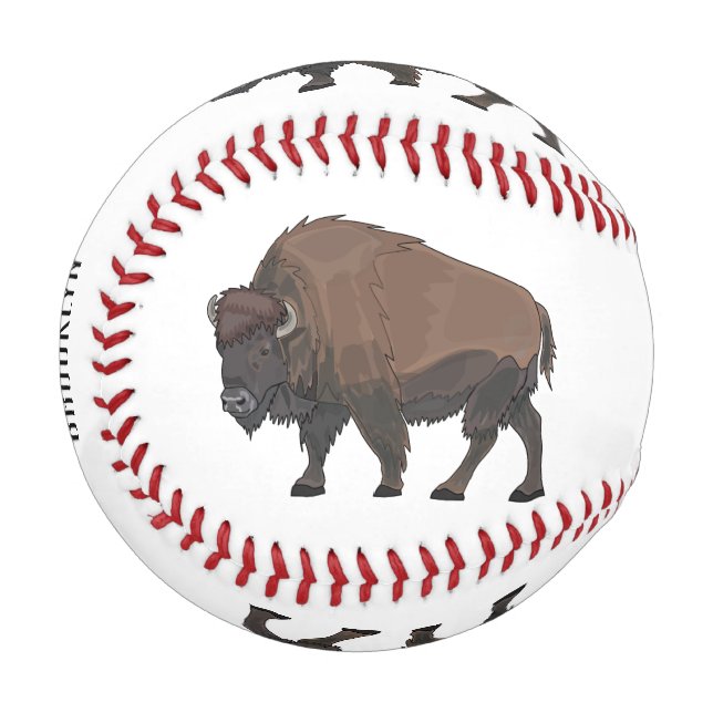 Bison cartoon illustration baseball (Front Left)