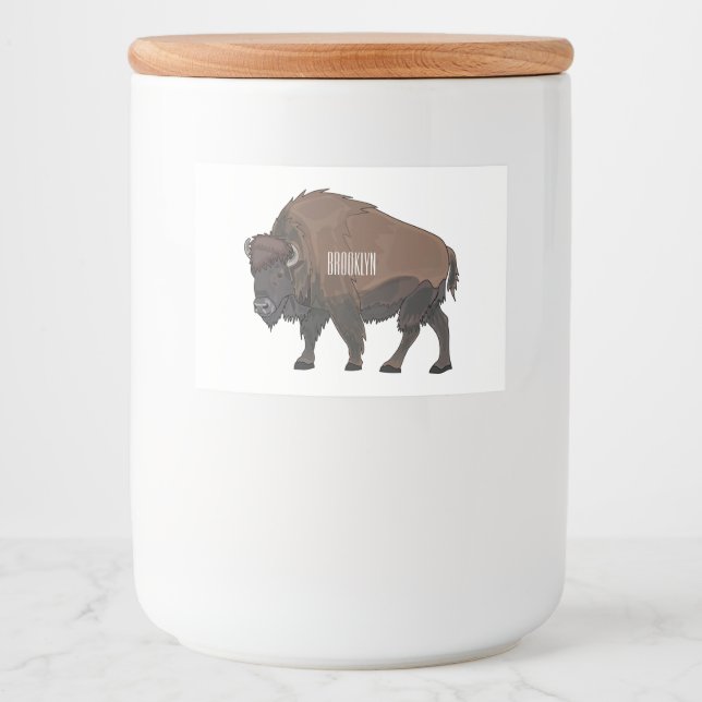 Bison cartoon illustration food label (Front)