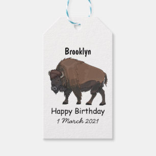 Bison cartoon illustration gift tags