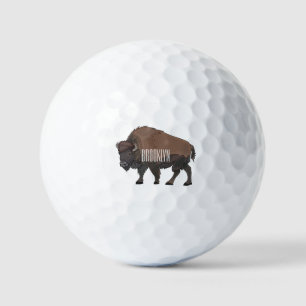 Bison cartoon illustration golf balls
