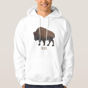 Bison cartoon illustration hoodie