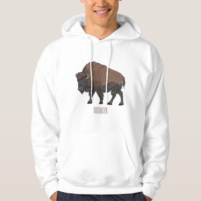 Bison cartoon illustration hoodie (Front)