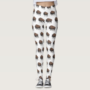 Bison cartoon illustration leggings