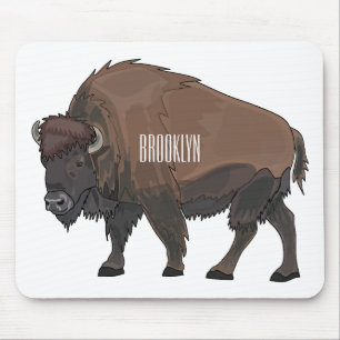 Bison cartoon illustration mouse mat