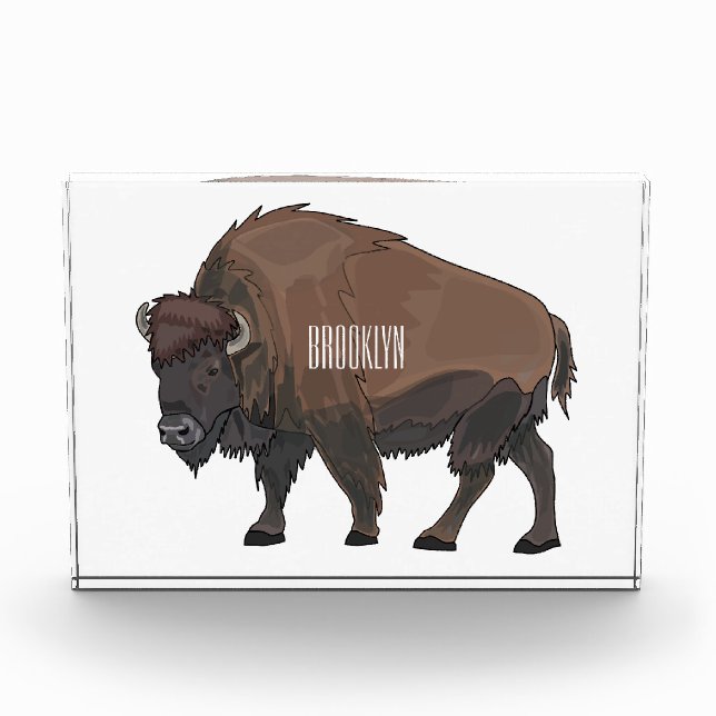 Bison cartoon illustration photo block (Front)
