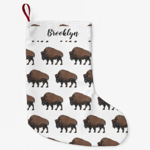 Bison cartoon illustration small christmas stocking