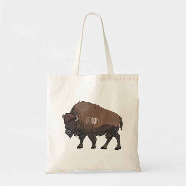 Bison cartoon illustration tote bag (Front)