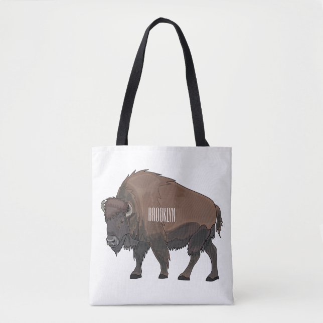 Bison cartoon illustration tote bag (Front)