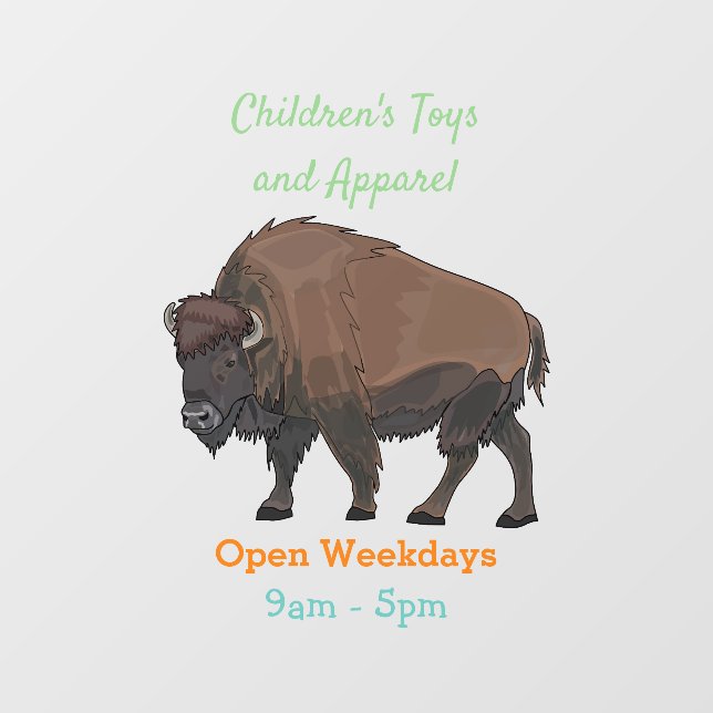 Bison cartoon illustration window cling (Sheet)