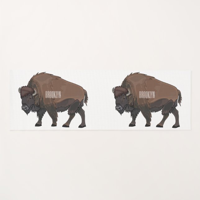 Bison cartoon illustration yoga mat (Front (Horizontal))
