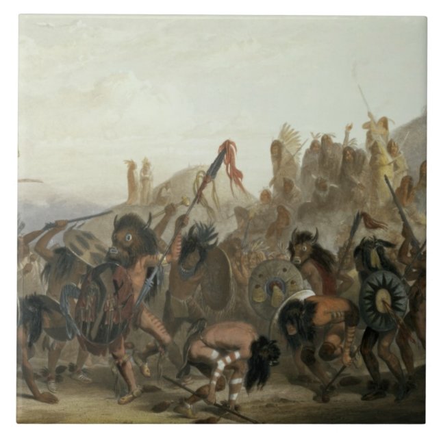 Bison-Dance of the Mandan Indians in front of thei Tile (Front)