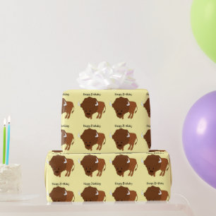 Bison Design Any Background Colour Birthday Gift Wrapping Paper