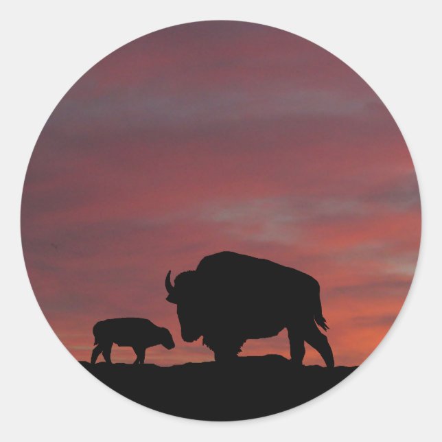 Bison family classic round sticker (Front)