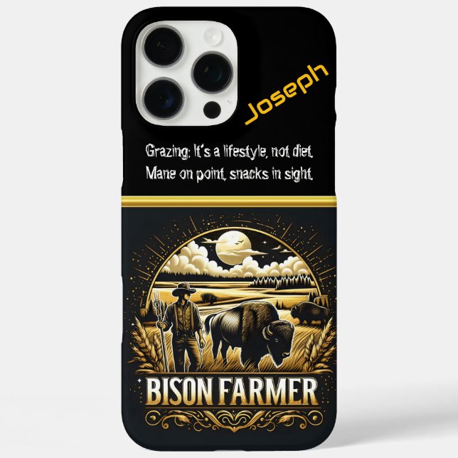 Bison Farmer at Sunset in Fields Case-Mate iPhone Case (Back)
