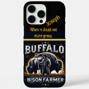 Bison Farmer Tending to Animals on a Sunny Day iPhone 16 Pro Max Case