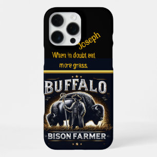Bison Farmer Tending to Animals on a Sunny Day iPhone 16 Pro Max Case