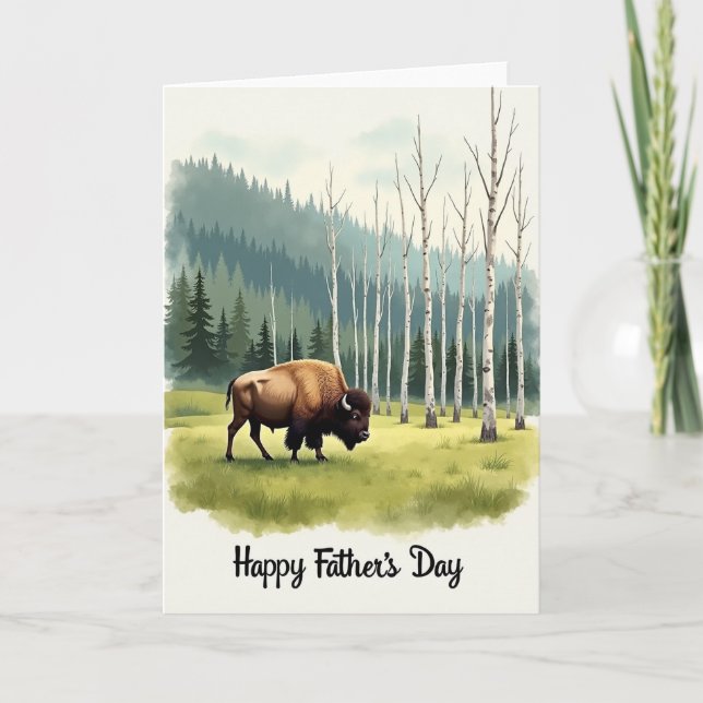Bison Fathers Day Meadow Card (Front)