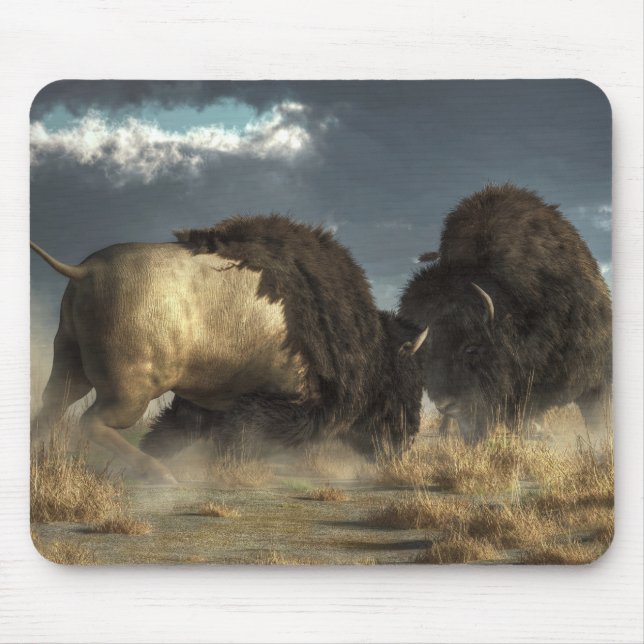 Bison Fight Mouse Mat (Front)