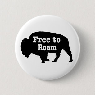 Bison Free To Roam 6 Cm Round Badge