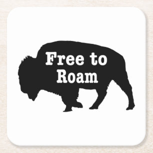 Bison Free To Roam Square Paper Coaster
