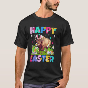 Bison Happy Easter Egg Hunt Bunny Ear Bison Easter T-Shirt