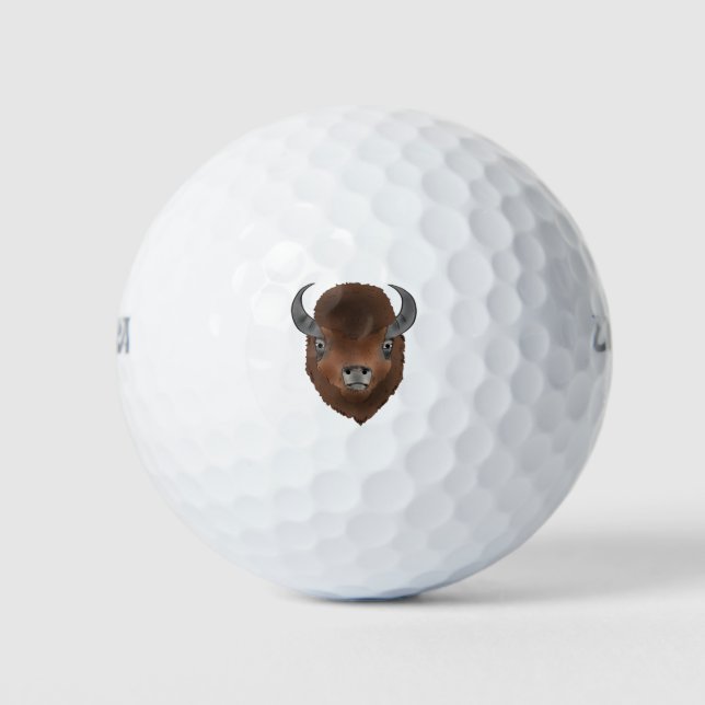 Bison head buffalo wild animal art golf balls (Front)