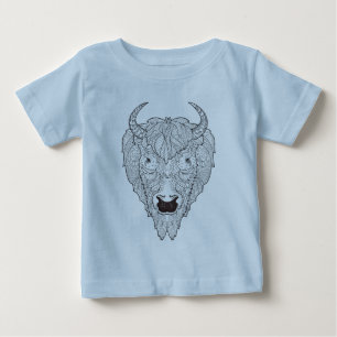 Bison Head Doodle Baby T-Shirt