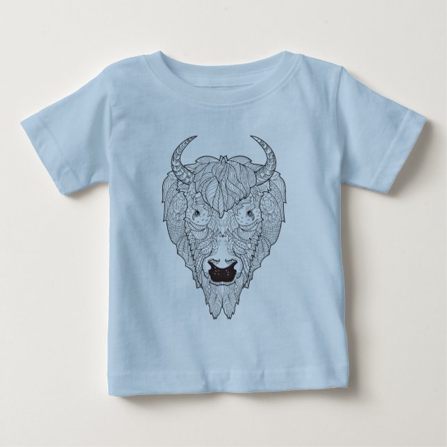 Bison Head Doodle Baby T-Shirt (Front)