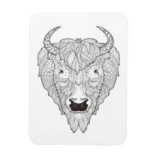 Bison Head Doodle Magnet