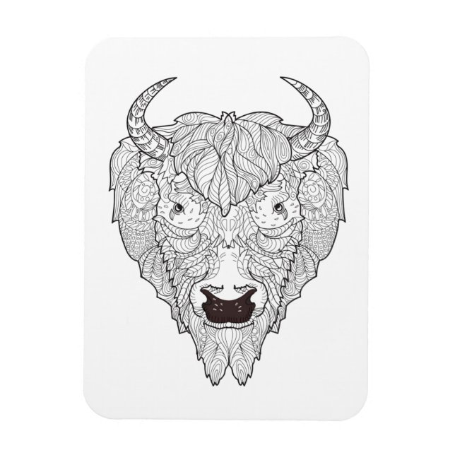 Bison Head Doodle Magnet (Vertical)