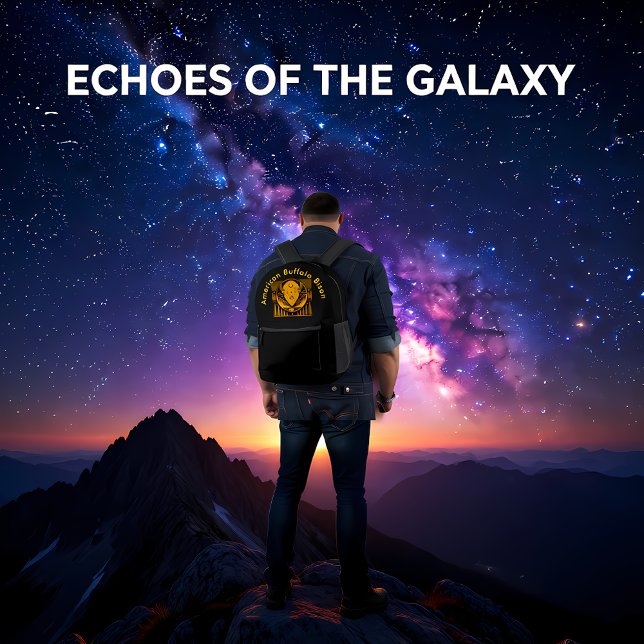 Bison Head Silhouette Against Mountain Background Printed Backpack (Creator Uploaded)