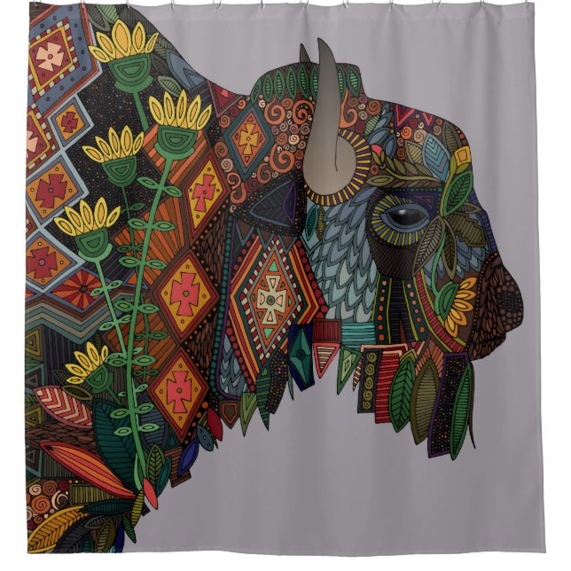 bison heather shower curtain (Front)