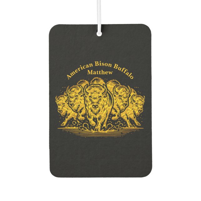 Bison Herd Charging Through the Water in Nature Car Air Freshener (Front)