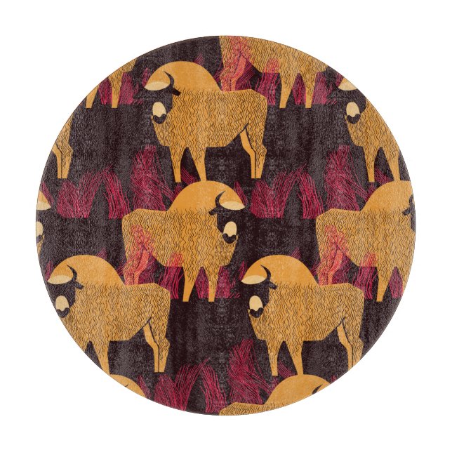 Bison High Grass: Field Pattern. Cutting Board (Front)