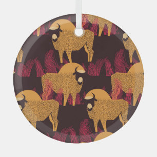 Bison High Grass: Field Pattern. Glass Tree Decoration