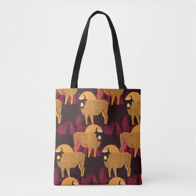 Bison High Grass: Field Pattern. Tote Bag (Front)