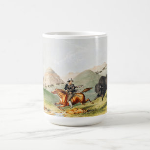 Bison hunting scene 1845 coffee mug