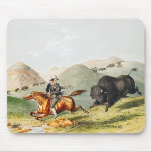 Bison hunting scene 1845 mouse mat