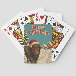 Bison Icy Path Animal Christmas Playing Cards