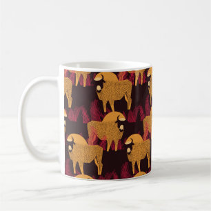 Bison in a field in high grass seamless pattern coffee mug