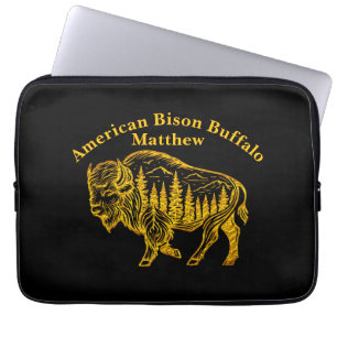 Bison in a Forest Illustration Laptop Sleeve