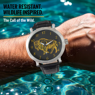 Bison in a Forest Illustration Watch
