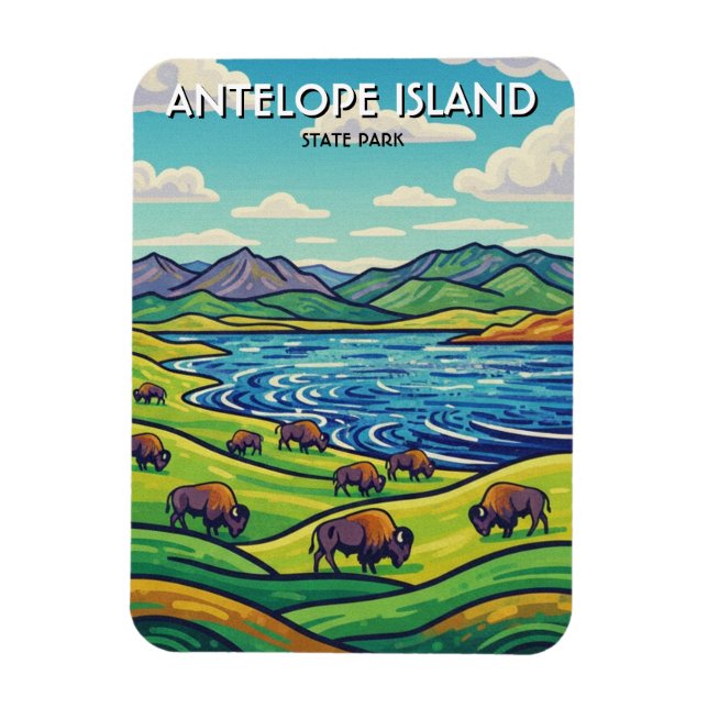 Bison in Antelope Island State Park Utah Magnet (Vertical)