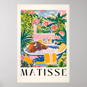 Bison in Bathtub Art Print Tropical Bathroom